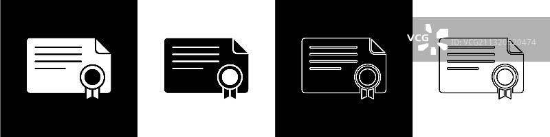 黑色背景上的证书模板图标合集图片素材