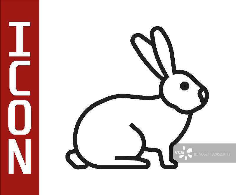 白色背景上的黑色线条兔子图标图片素材