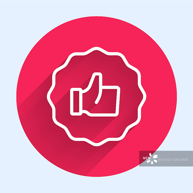 带有长阴影的白色线条手势大拇指向上图标图片素材
