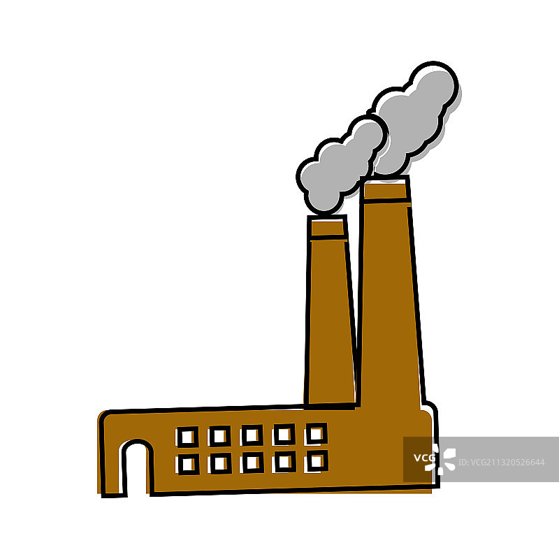 白色背景上的卡通风格工厂图标图片素材
