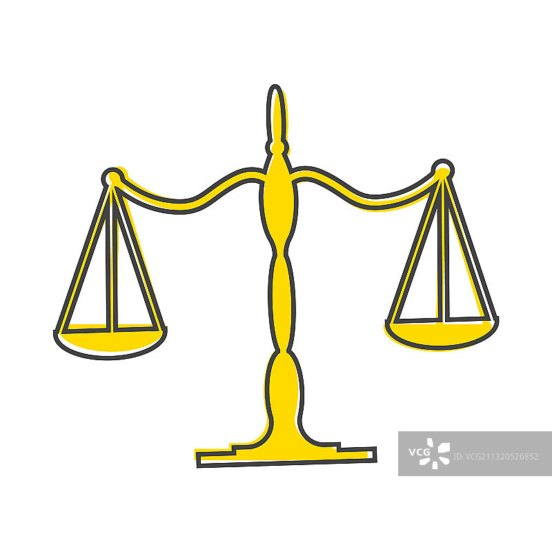 白色背景上的卡通风格天平图标图片素材