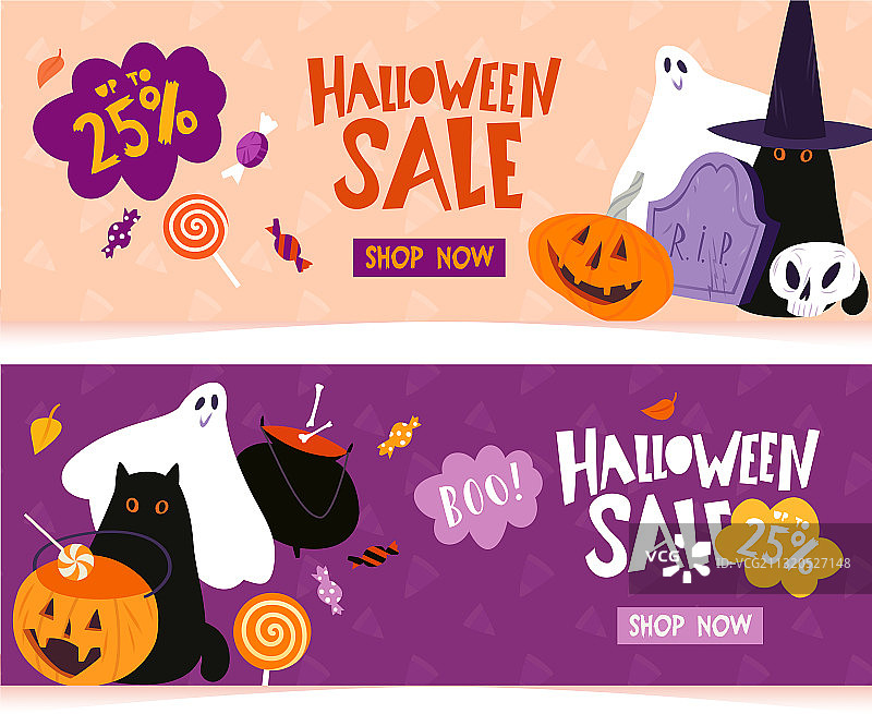 万圣节橙色促销banner图片素材