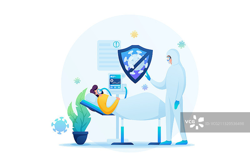 感染病毒的患者躺在医院里图片素材