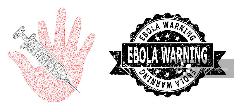 埃博拉警告丝带纹理印章和网格图片素材