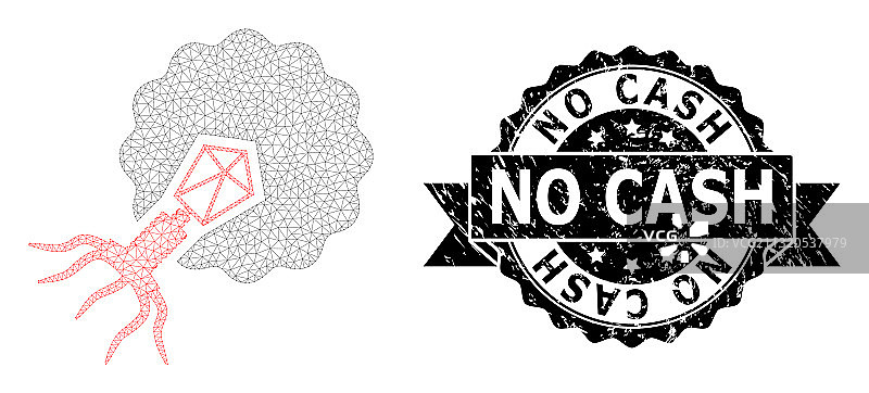 复古禁止现金丝带水印和网格网络图片素材