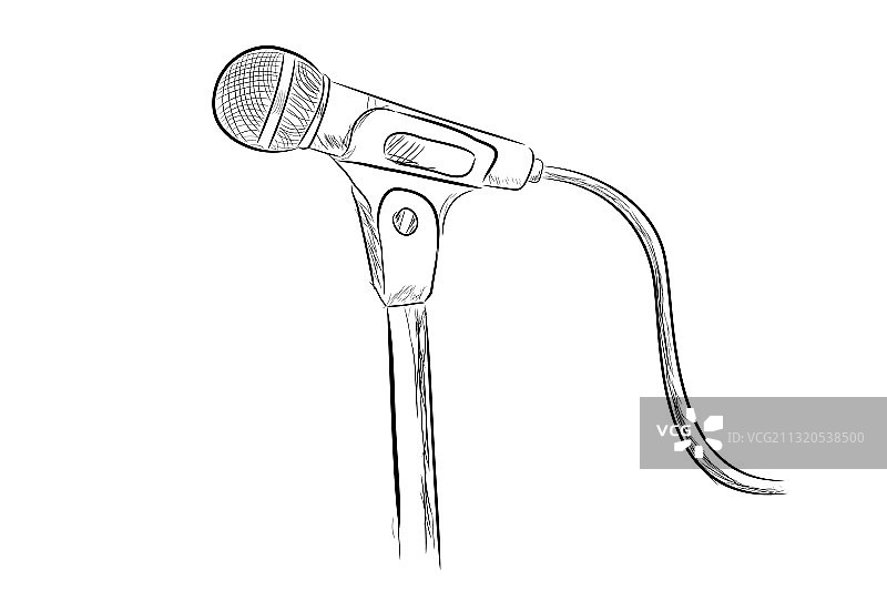 简笔手绘支架式有线麦克风图片素材