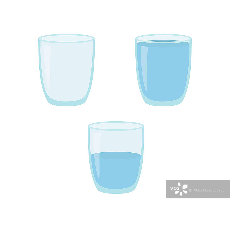 半杯和满杯水杯图片素材