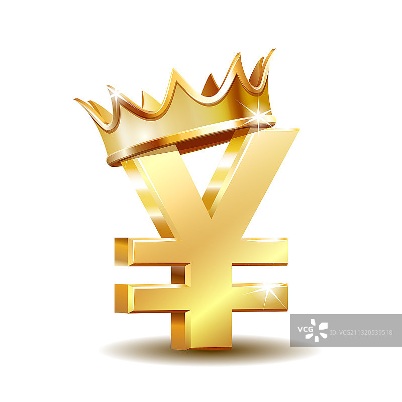 金色日元货币符号皇冠图片素材