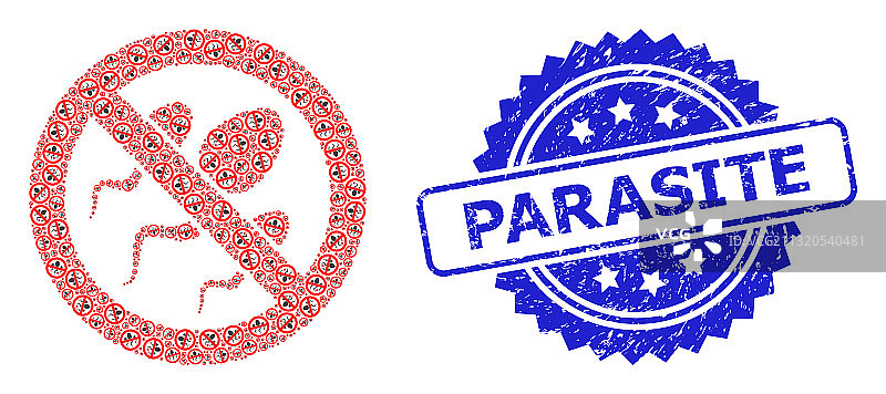 寄生虫递归刮痕印章图片素材
