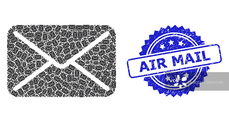 航空邮件橡胶印章和递归邮件图标图片素材