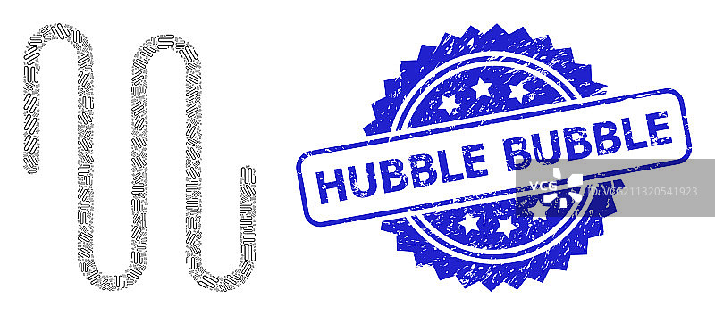 垃圾摇滚风格哈勃气泡印章和递归管道图标图片素材