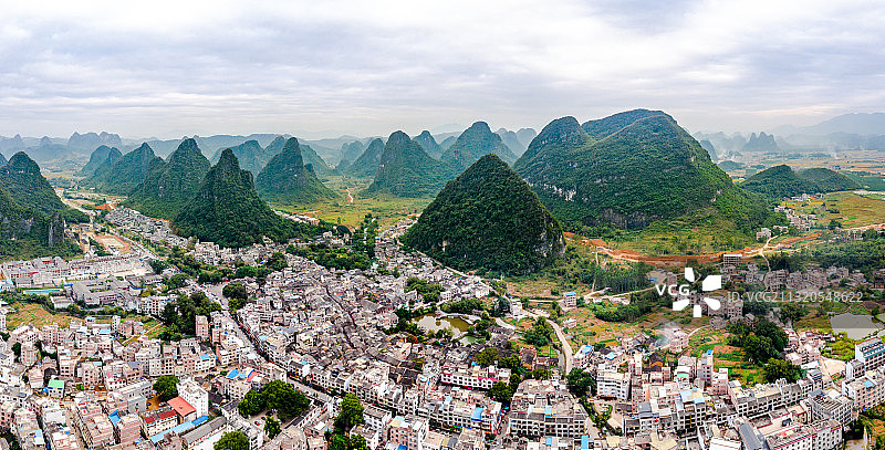 广西贺州昭平县黄姚古镇航拍图片素材