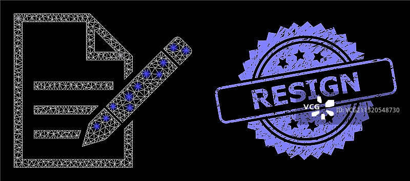 橡胶辞职印章和明亮网络编辑文本图片素材