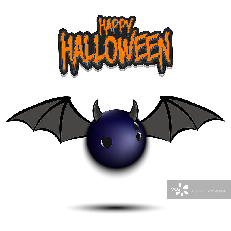 万圣节快乐，带角和翅膀的保龄球图片素材