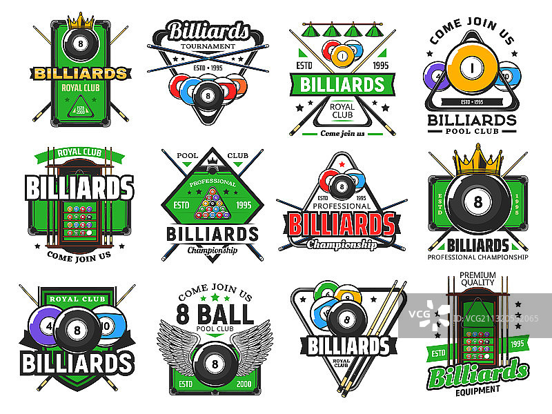 台球斯诺克俱乐部运动图标图片素材