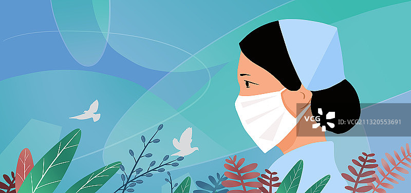 蓝色背景抗击病毒的医护人员图片素材