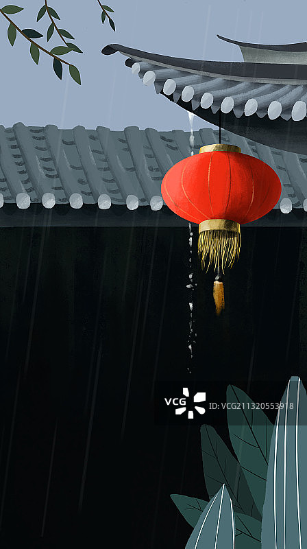 挂在屋檐下的灯笼图片素材