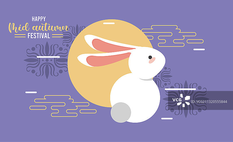 带有兔子图案的中秋节快乐贺卡图片素材