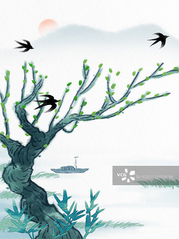 燕子归来春天风景图片素材