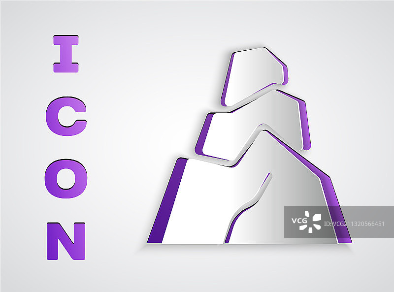 灰色背景上的剪纸岩石图标图片素材