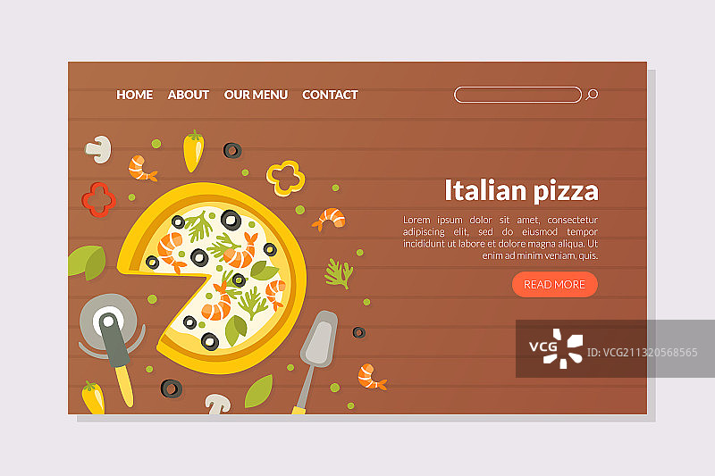 传统意大利披萨着陆页模板图片素材
