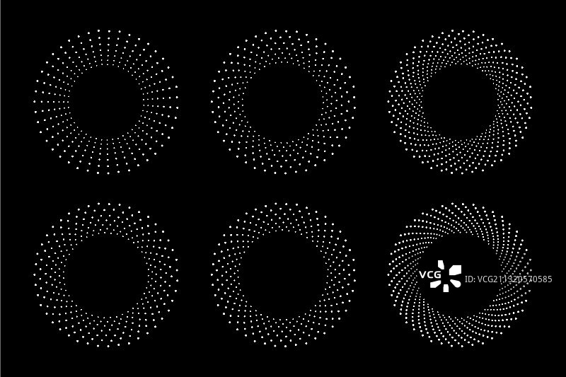 白色半色调圆点边框集合图片素材