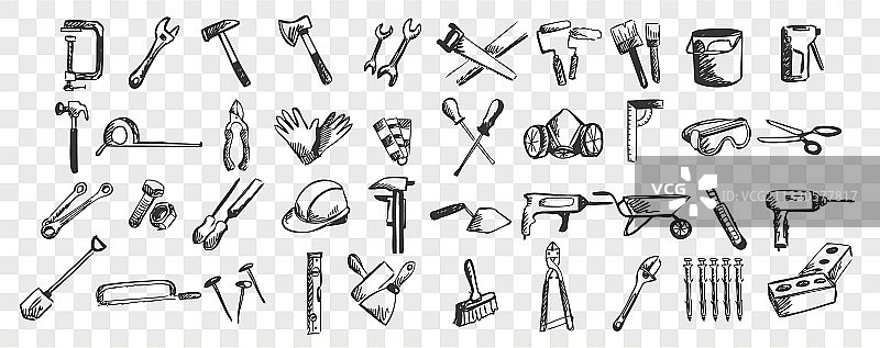 维修涂鸦套装图片素材