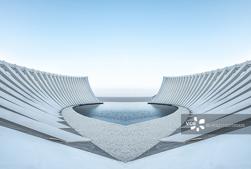 海边的白色雕塑建筑图片素材
