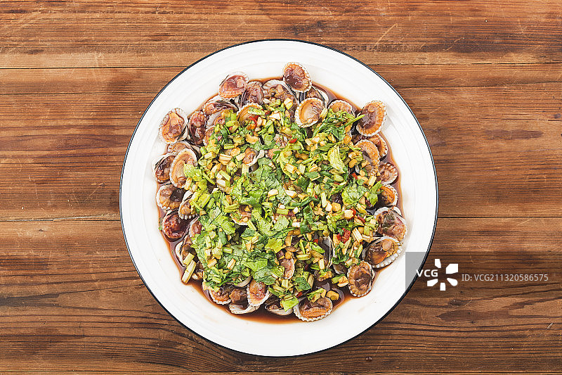 一盘腌制的血蛤图片素材