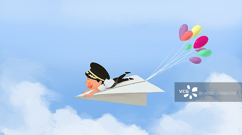 驾驶纸飞机的男孩图片素材