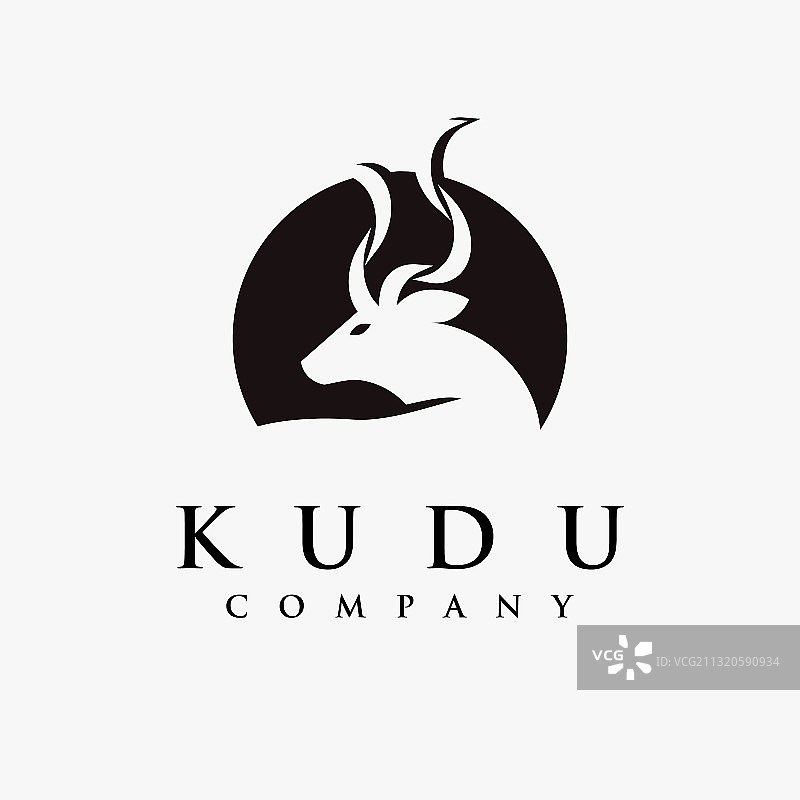 白色背景上的抽象极简主义扭角羚标志图片素材