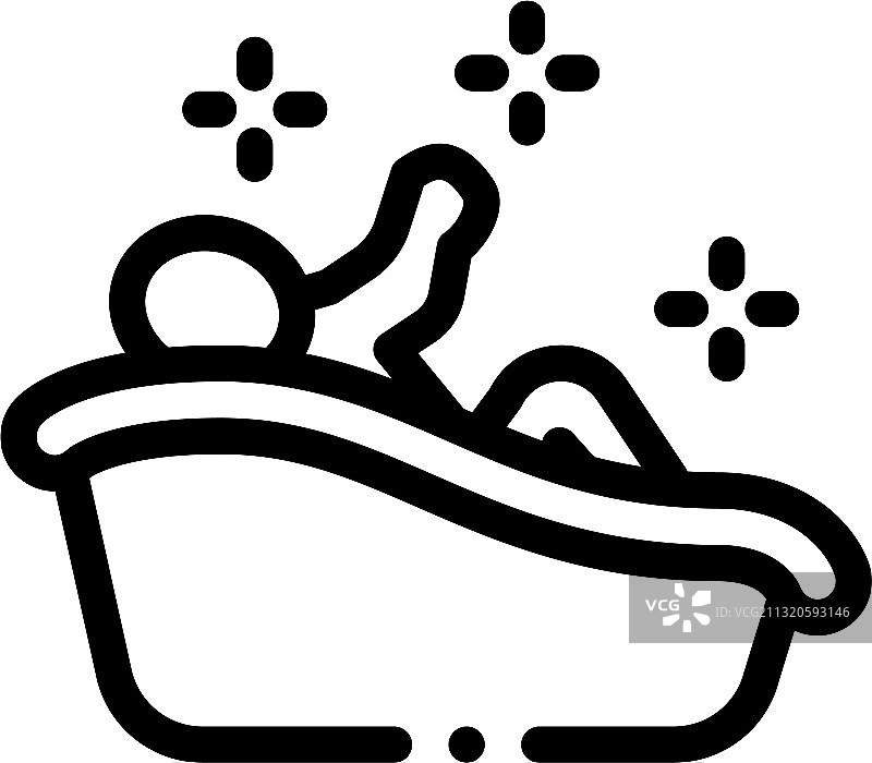 儿童洗澡图标轮廓符号图片素材