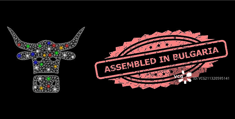 保加利亚组装印章和网格图案图片素材