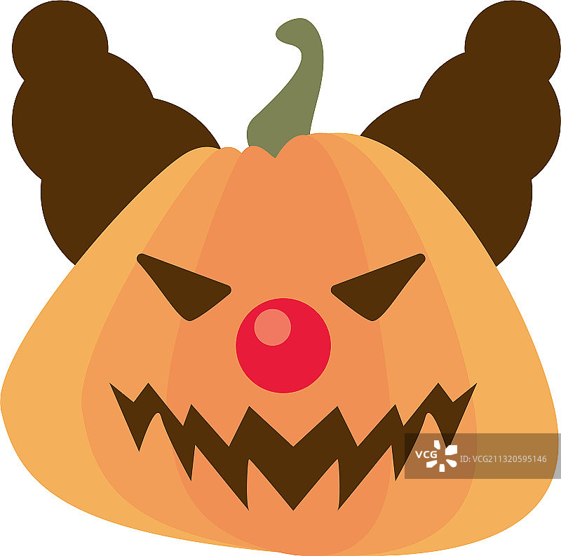 万圣节南瓜与邪恶小丑扁平风格图标图片素材