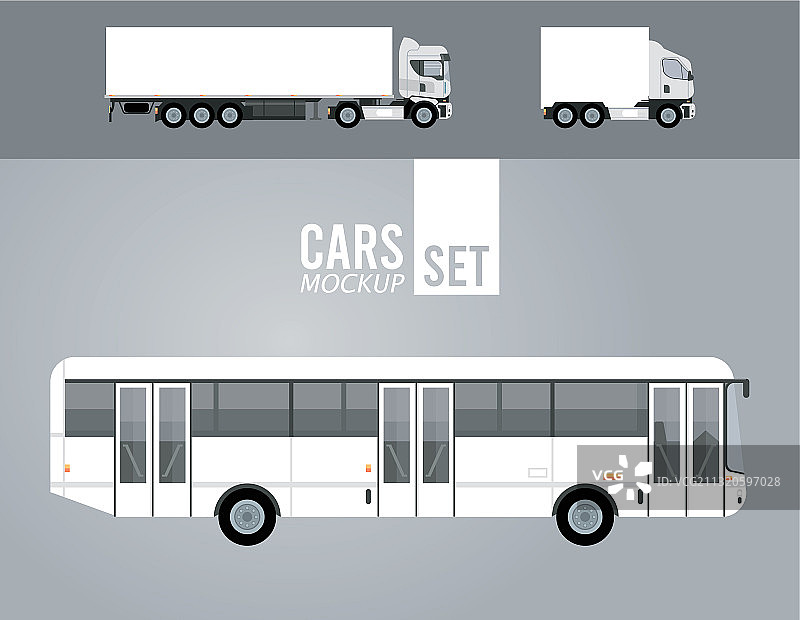 白色卡车和巴士模型车车辆图标图片素材