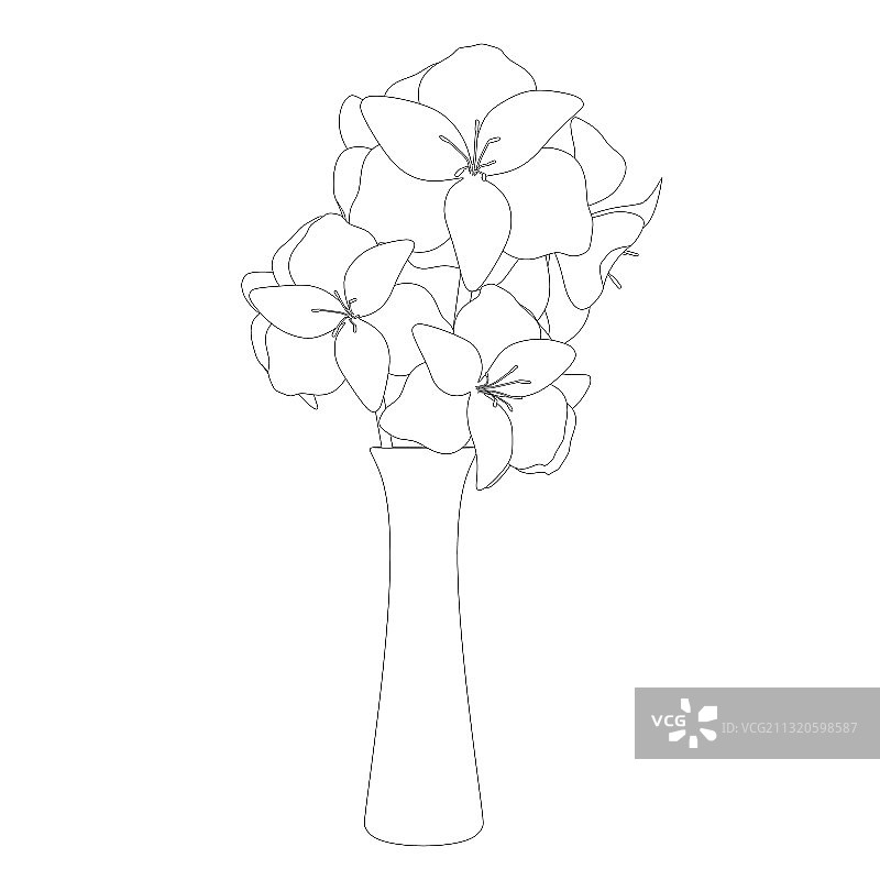 黑色线条勾勒花瓶轮廓图片素材
