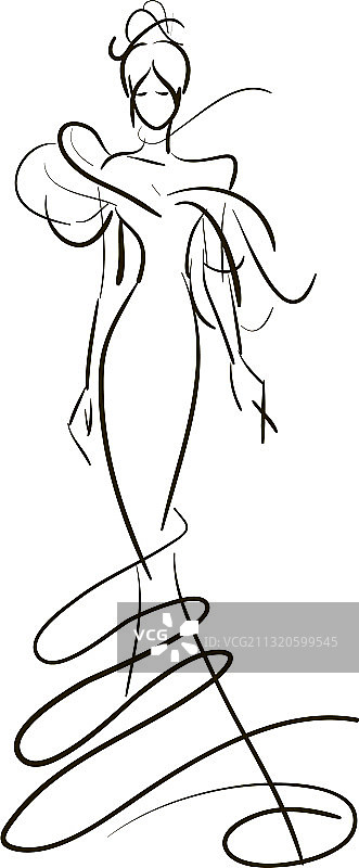 穿着手绘长裙的年轻女人图片素材