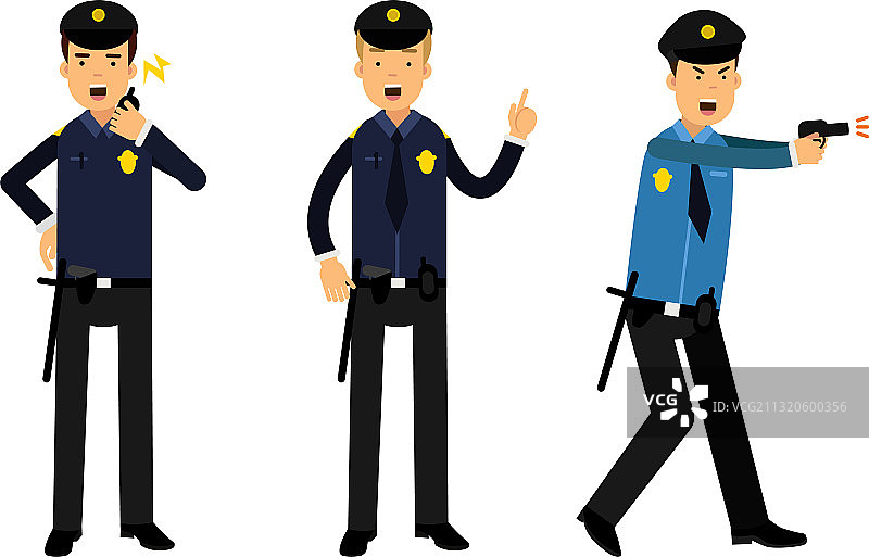 年轻男子扮演带警棍的警察图片素材