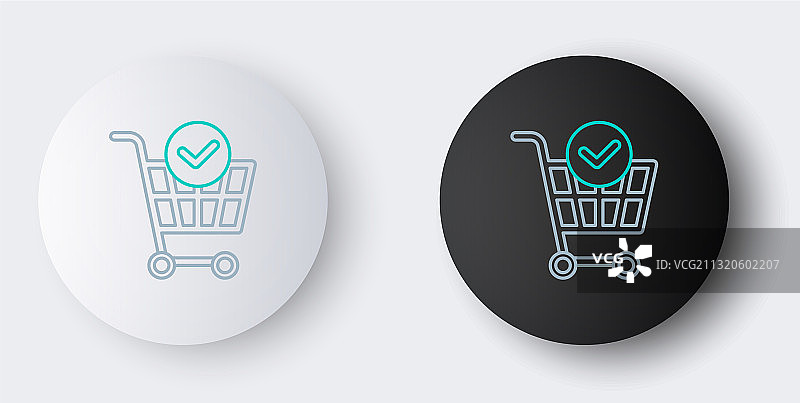 带复选标记的购物车图标图片素材