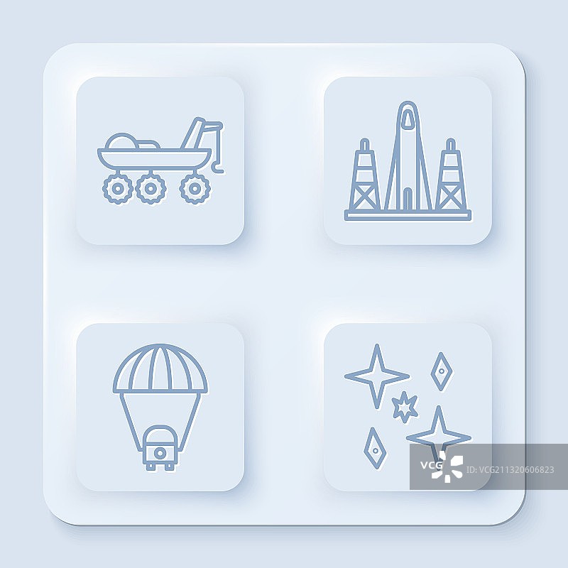 火星探测车火箭发射线性图标图片素材