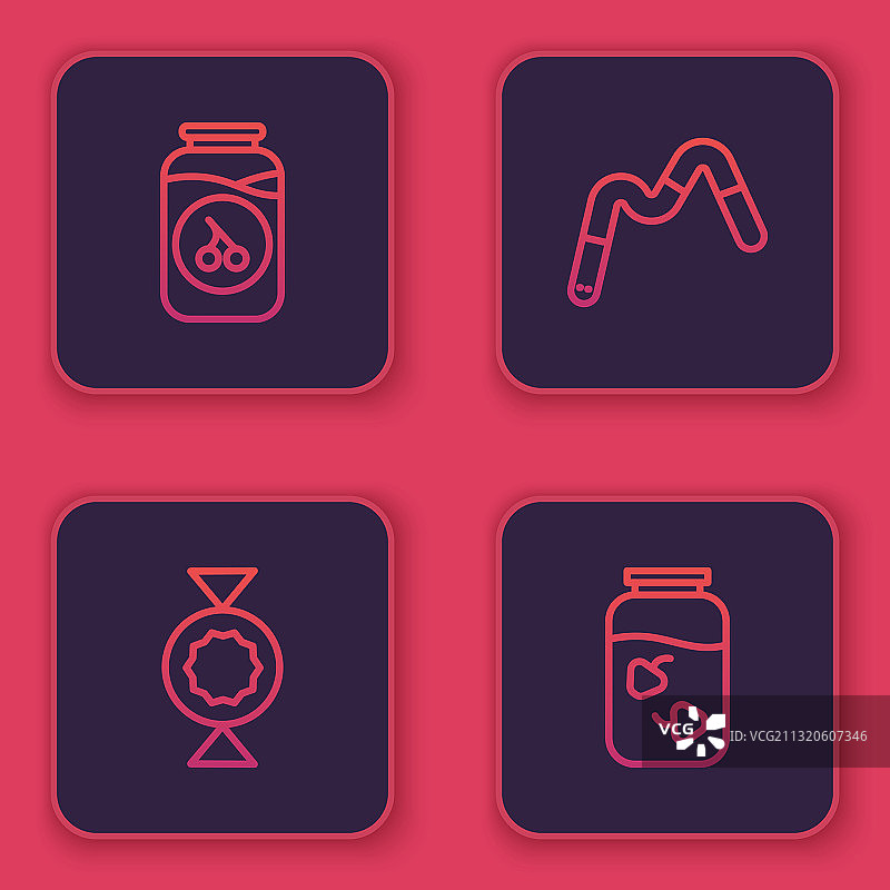 樱桃果酱罐糖果软糖蠕虫糖果图片素材