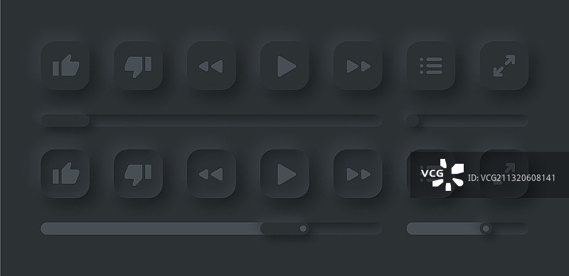 拟态风格媒体视频播放器深色UI设计图片素材