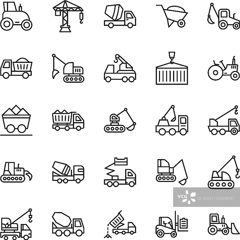 建筑机械线性图标图片素材