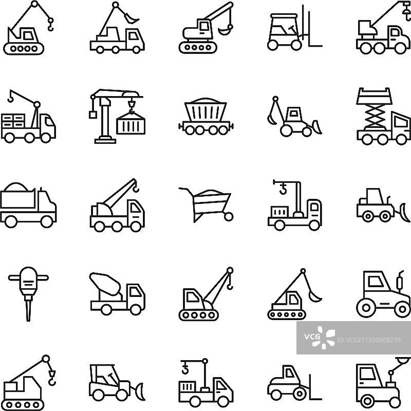 重型机械线性图标图片素材