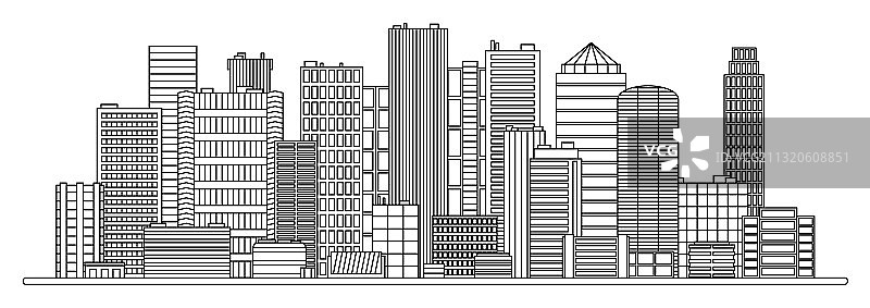 城市景观水平全景图片素材