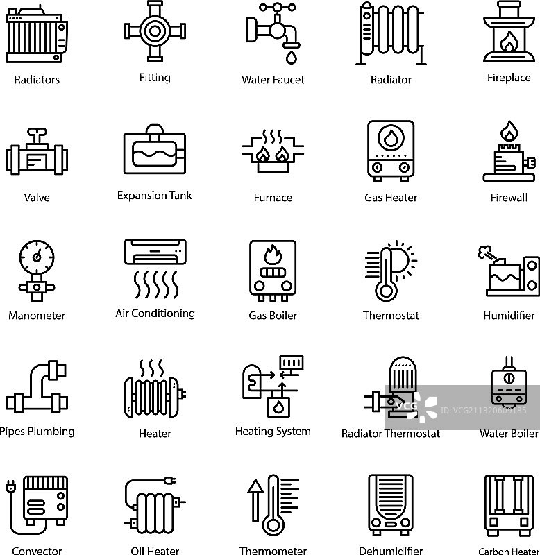 热水器线性图标图片素材