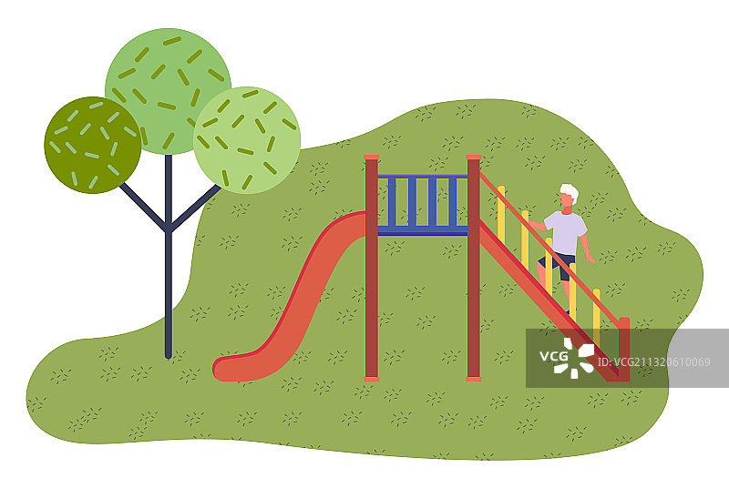 儿童红色滑梯游乐场设备图片素材