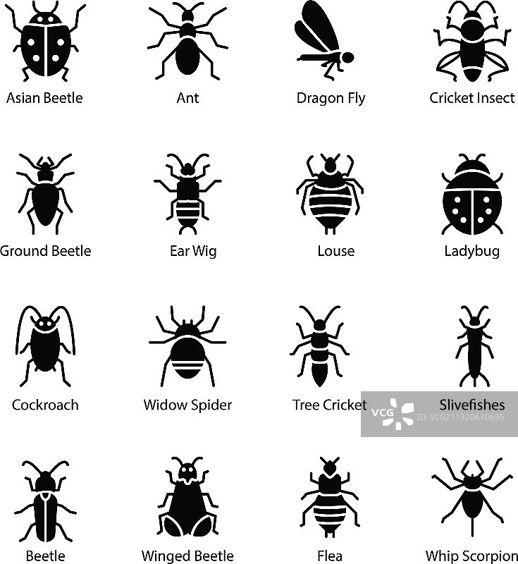 害虫防治图标合集图片素材