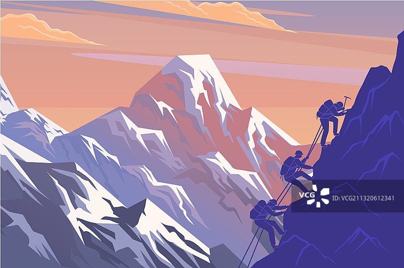 山剪影旅行攀登图片素材