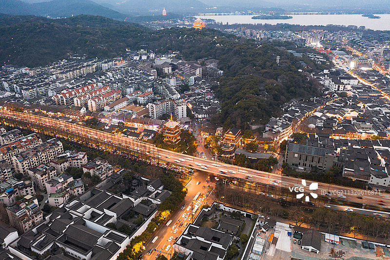 杭州城区航拍图片素材